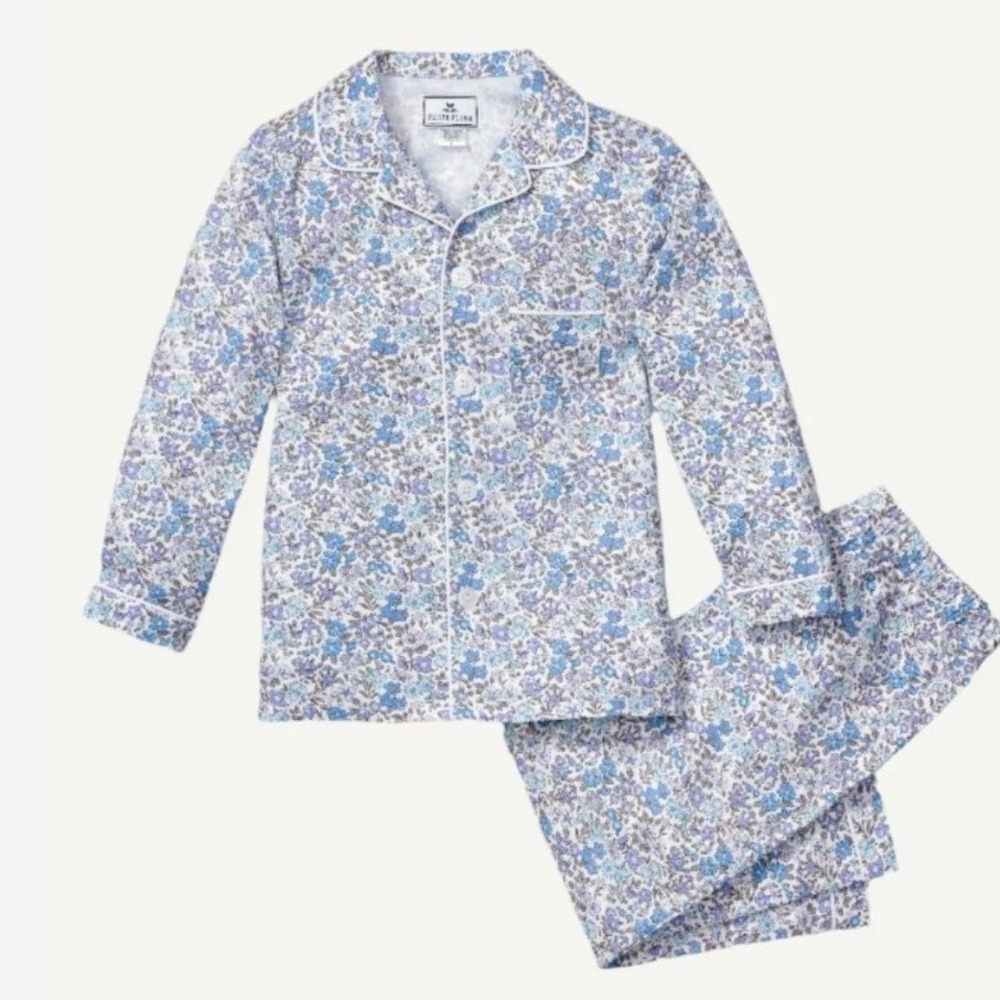 Petite Plume Fleur d'azure Floral Pajama Set Blue Purple Toddler 12/18M NWOT